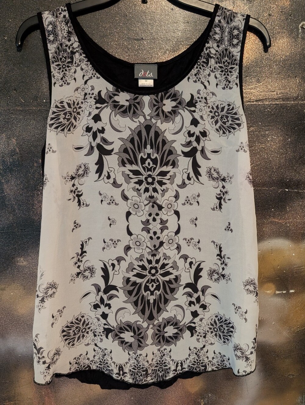 Dots Black and White Floral Sleeveless Camisole